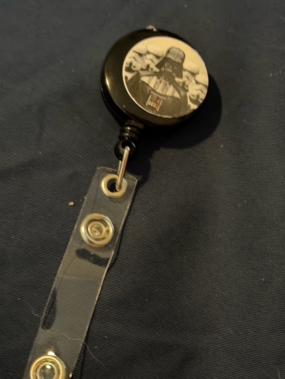 Black Retractable Badge Reel with Star Wars Inspired Design